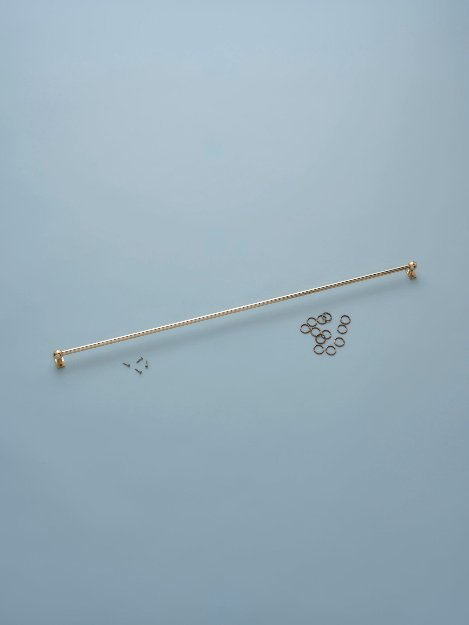 Classic cafe pole - brass - face fit with rings - 100cm - East London Cloth