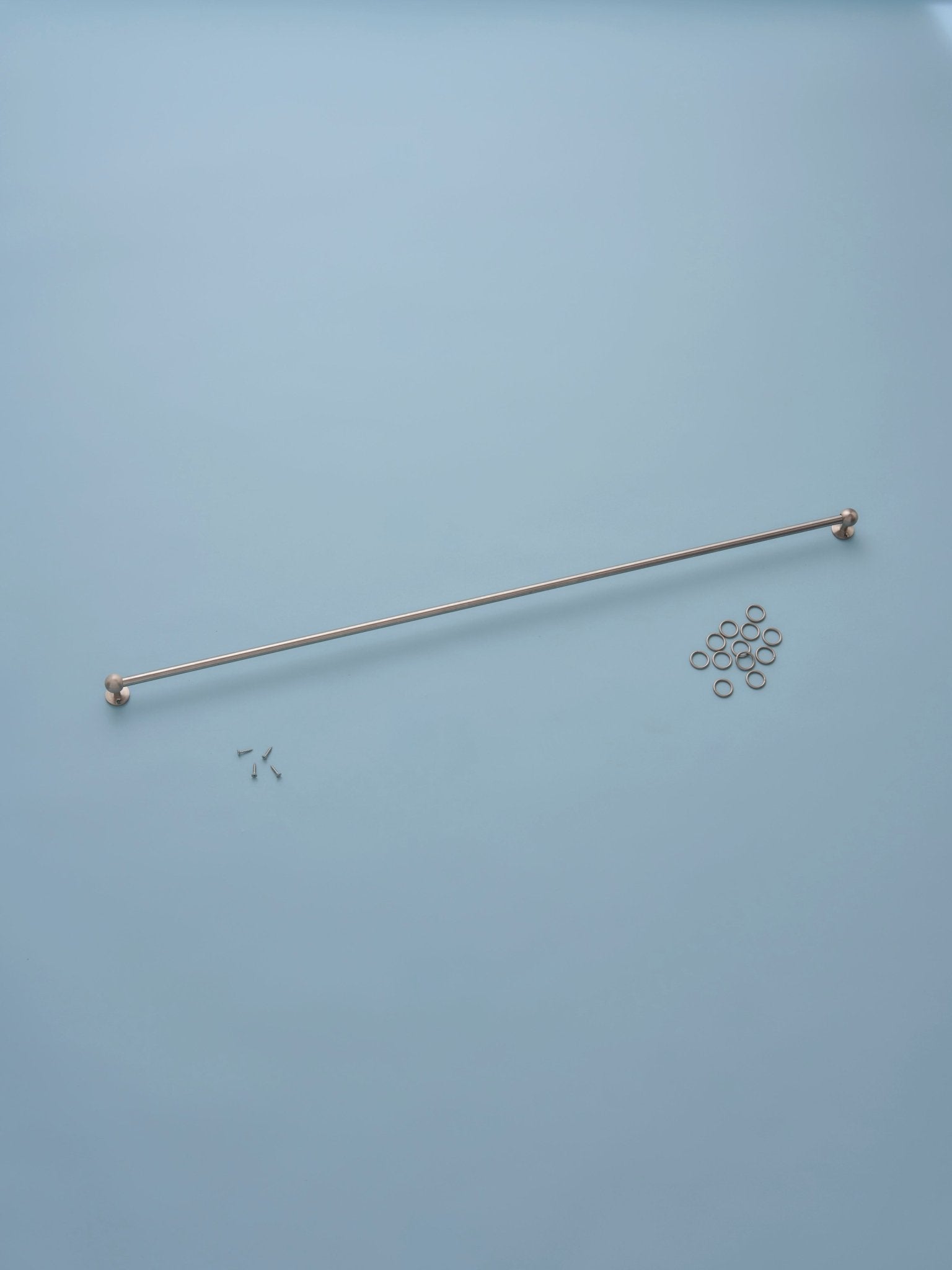 Classic cafe pole - steel - face fit with rings - 100cm - East London Cloth