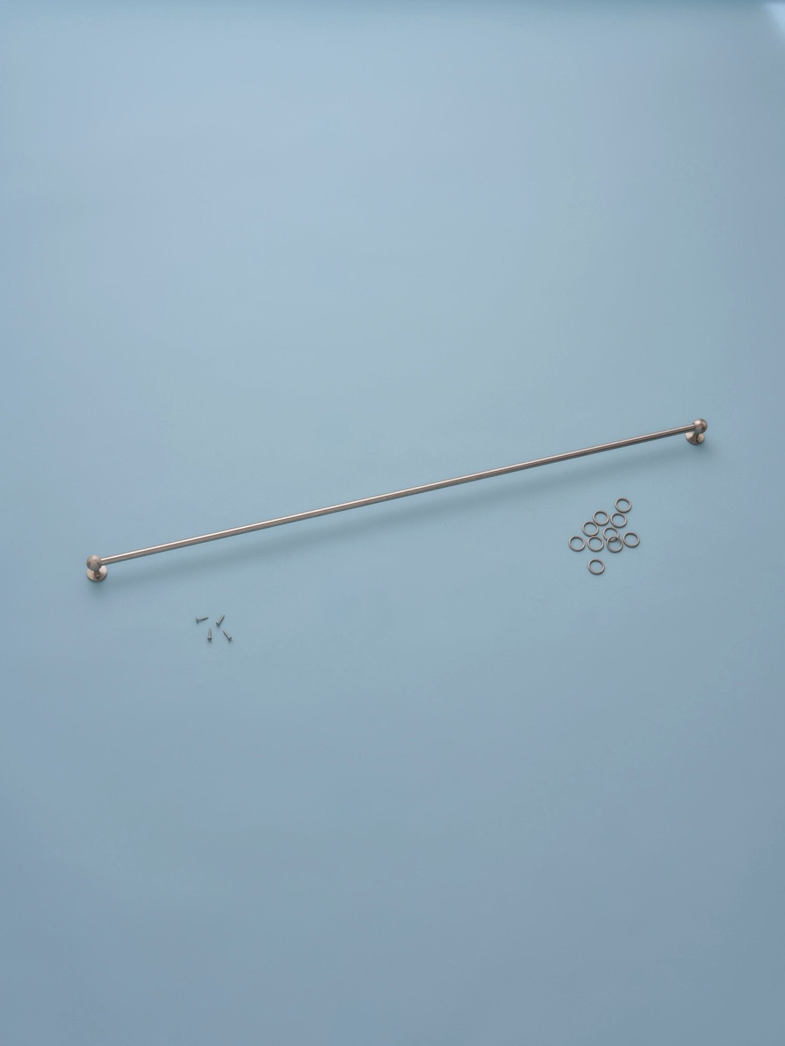 Classic cafe pole - steel - face fit with rings - 75cm - East London Cloth