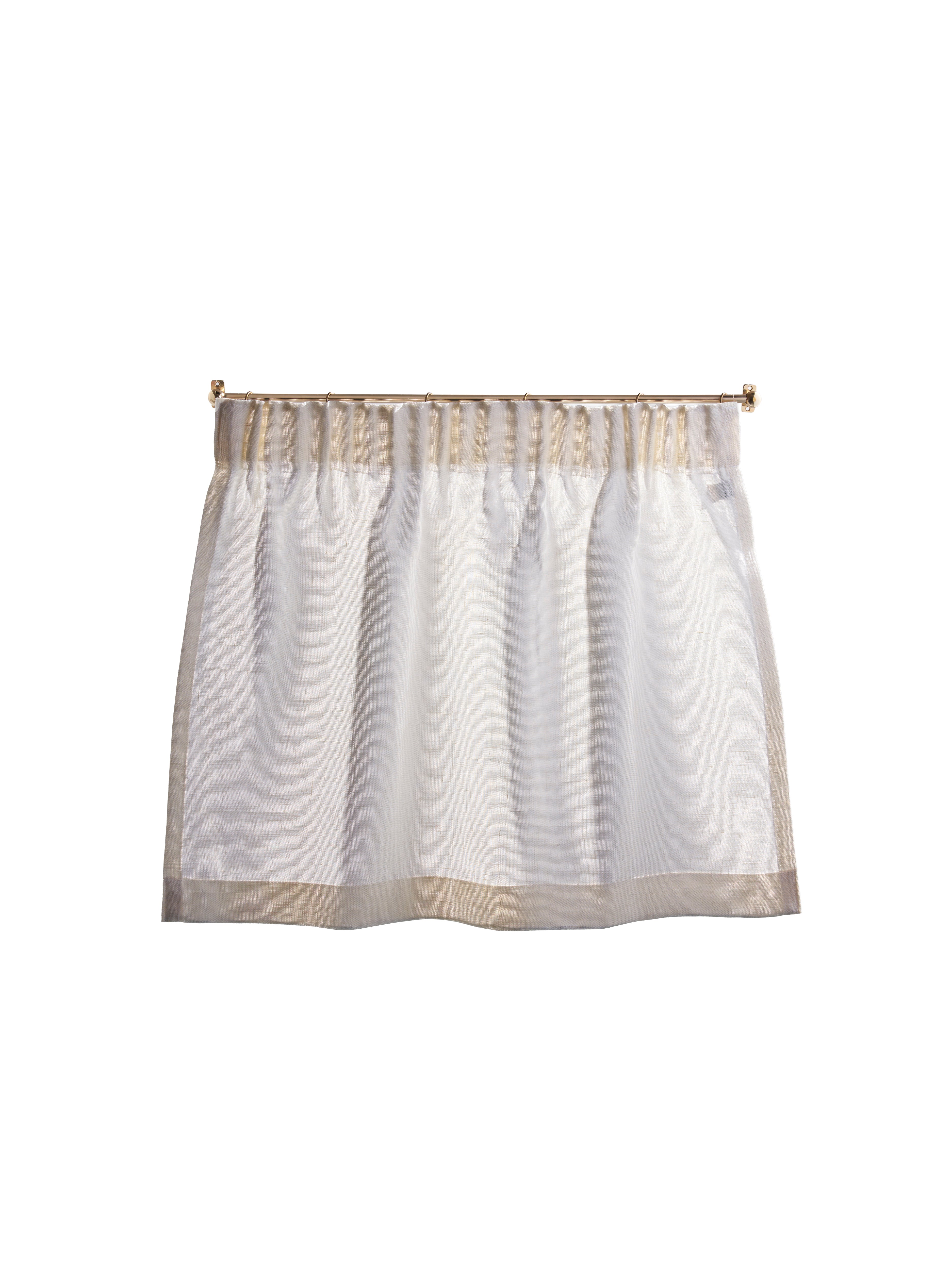 The cafe curtain - open weave linen with a pleated top