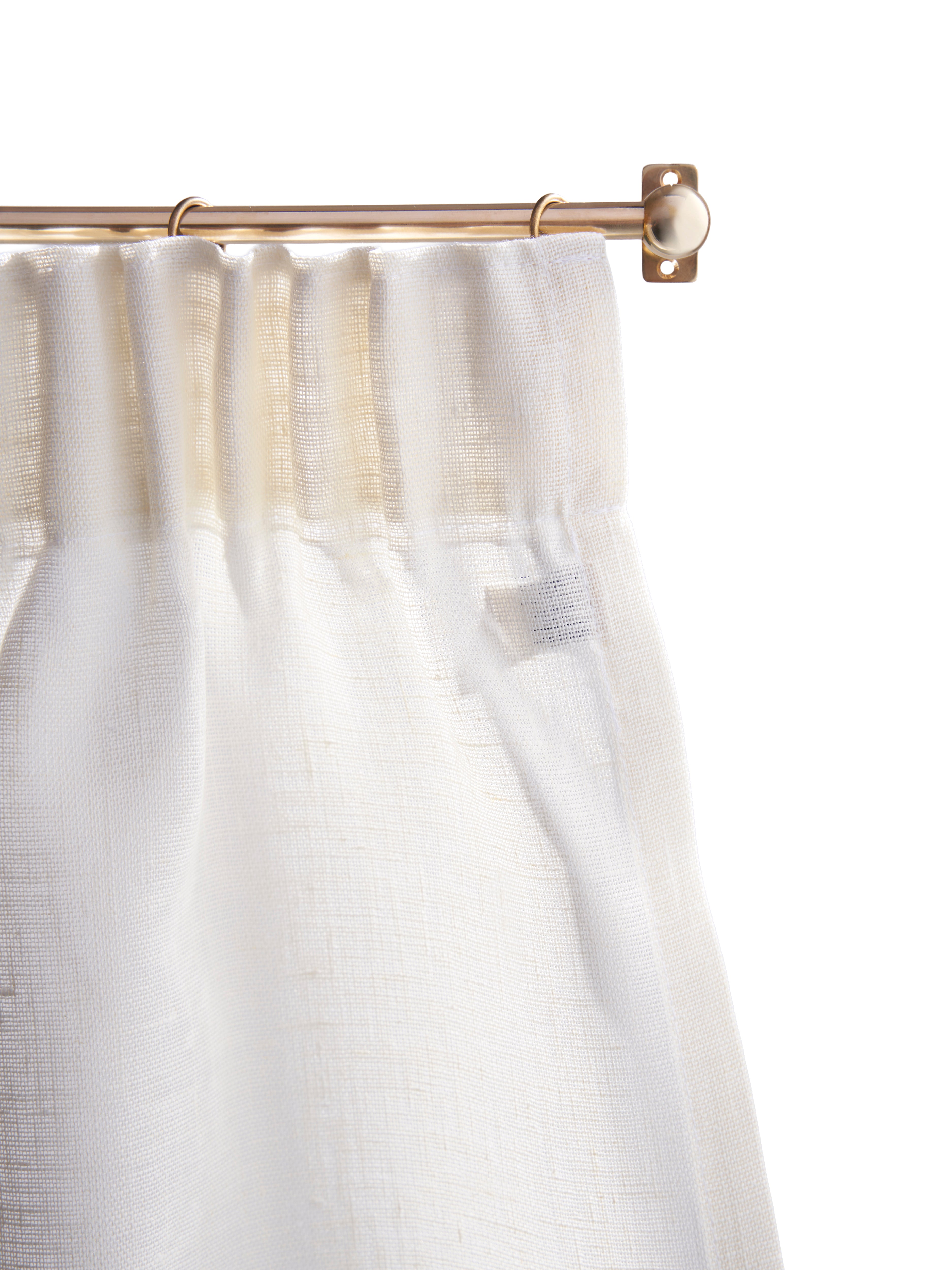 The cafe curtain - open weave linen with a pleated top