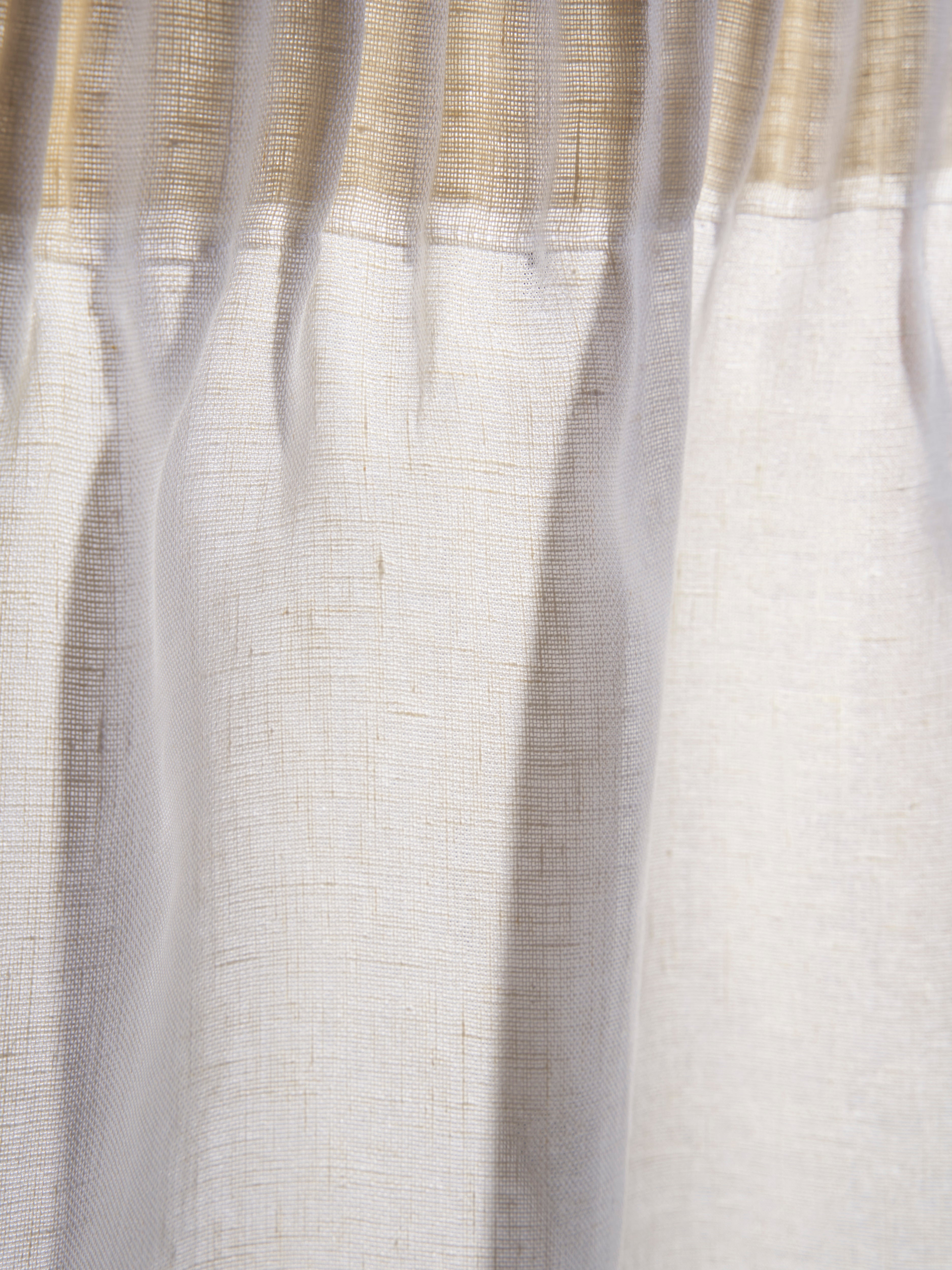 The cafe curtain - open weave linen with a pleated top