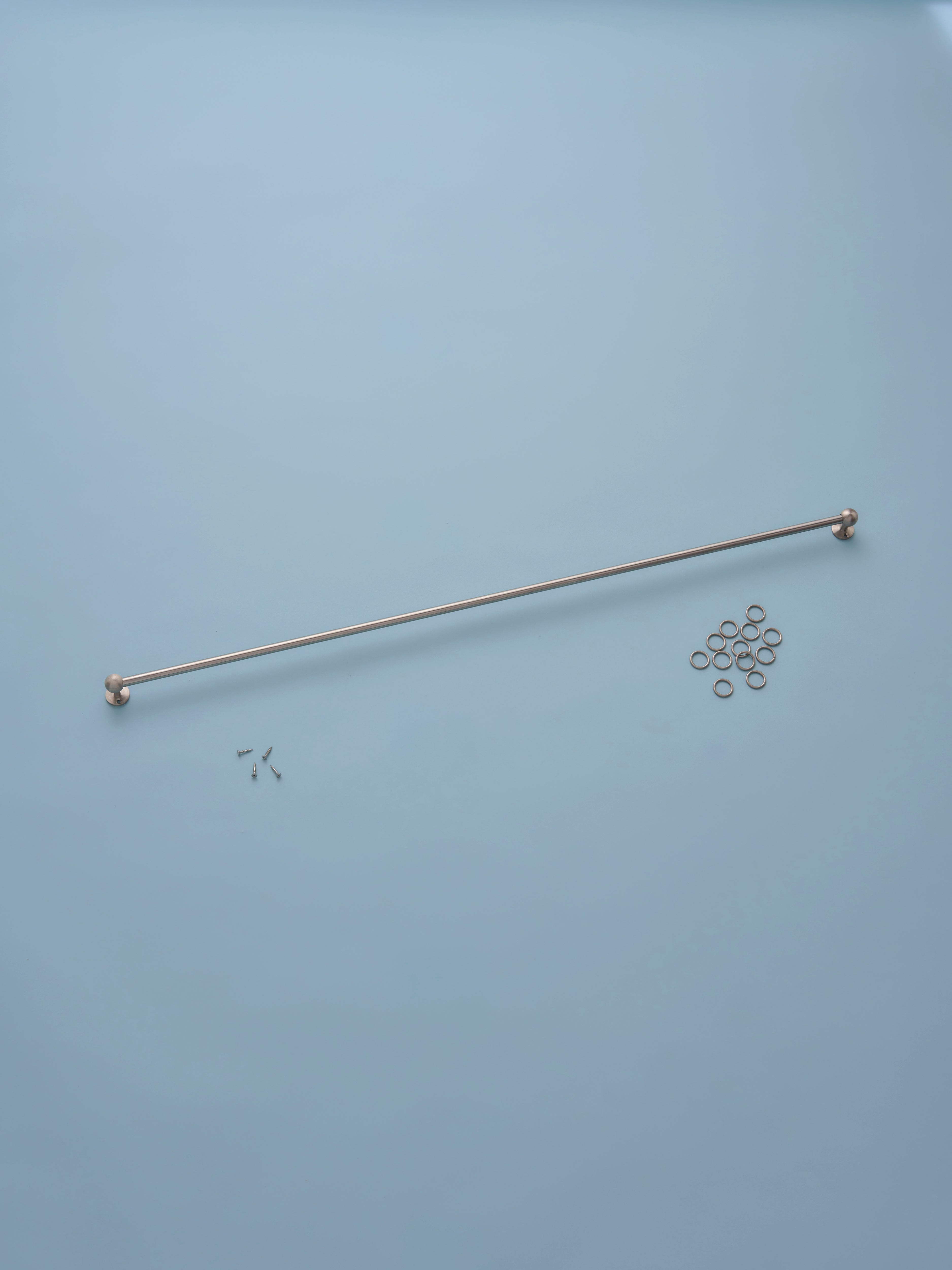 Classic cafe pole - steel - face fit with rings - 100cm