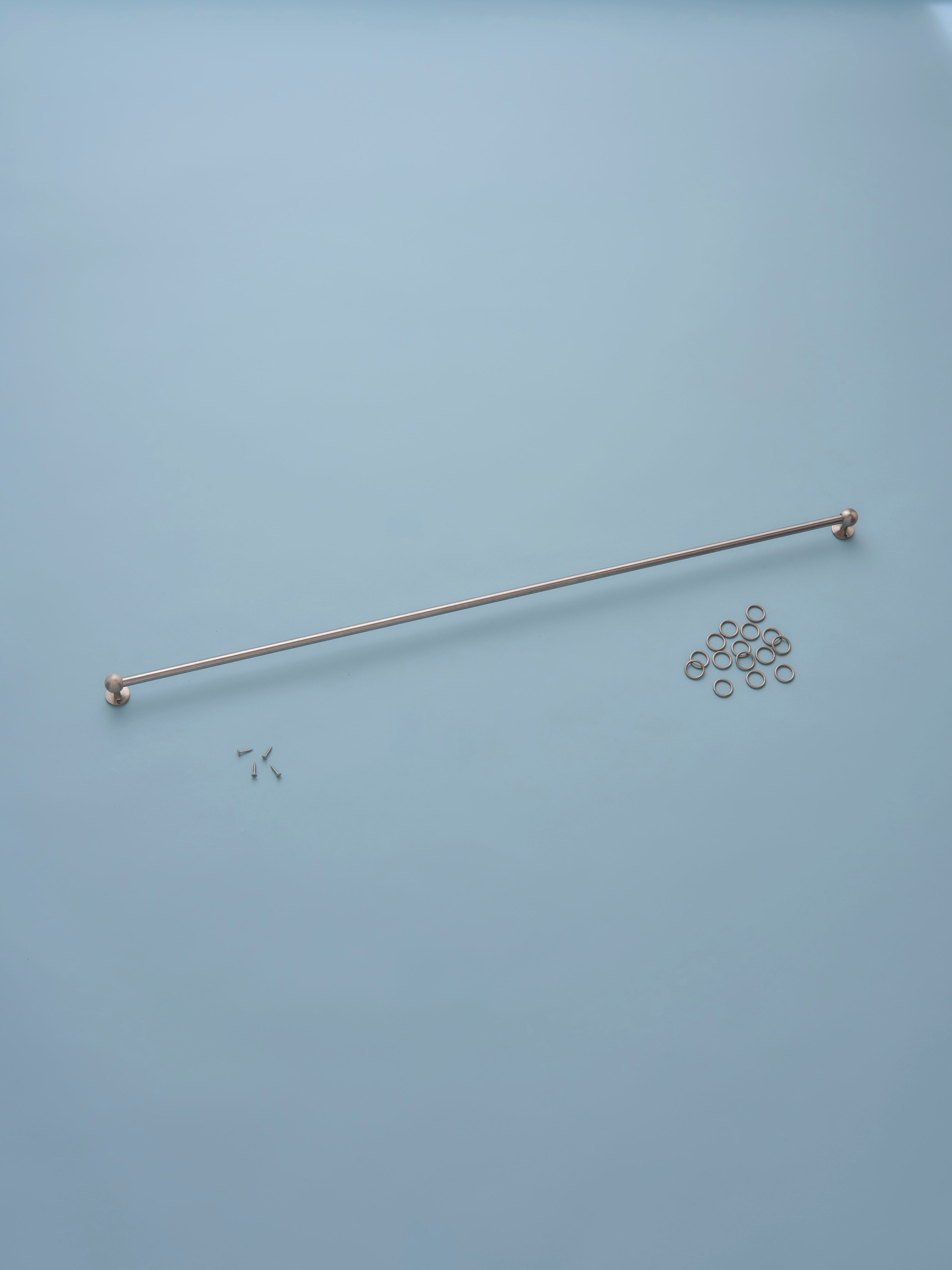 Classic cafe pole - steel - face fit with rings - 120cm