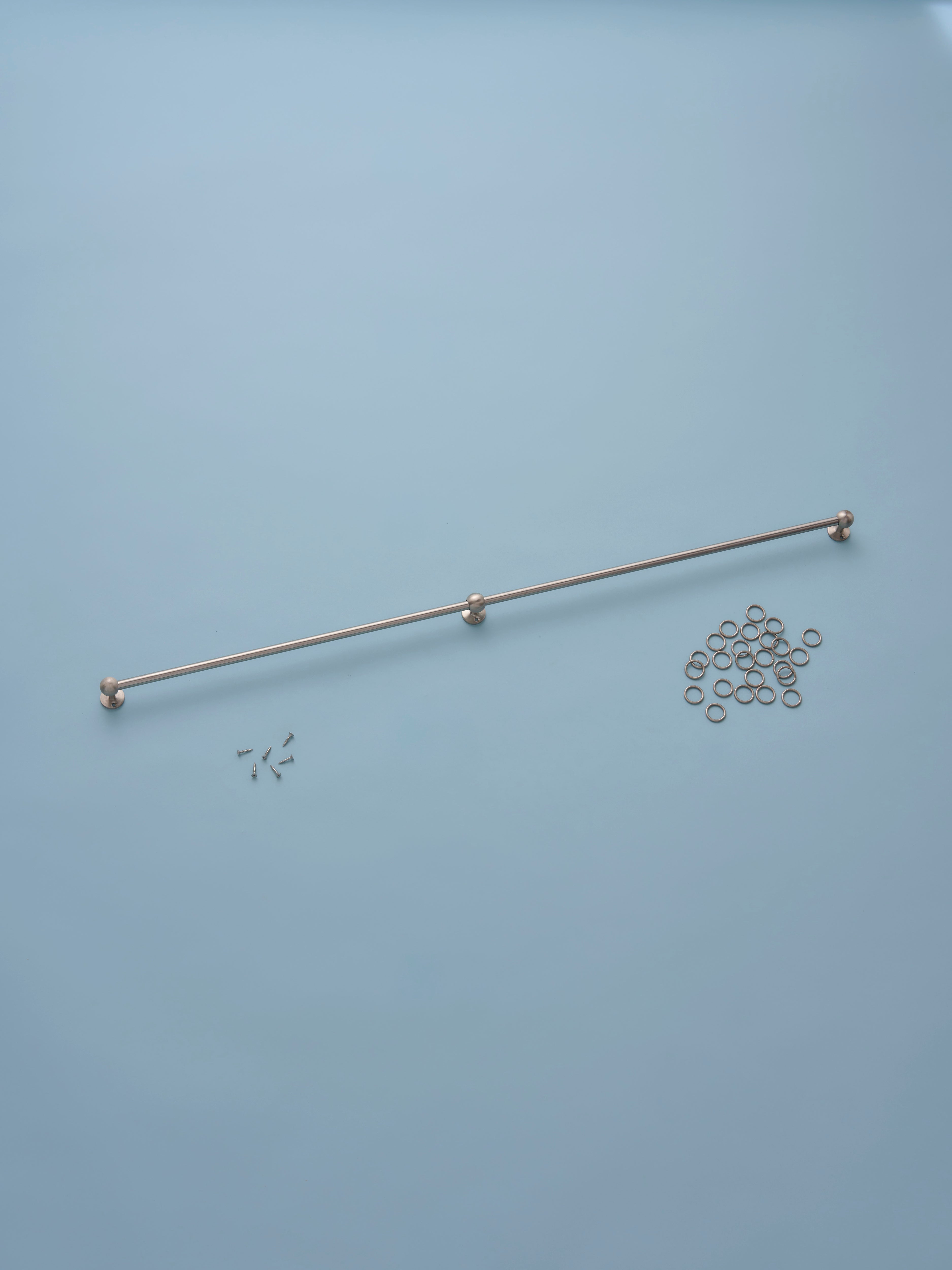 Classic cafe pole - steel - face fit with rings - 198cm