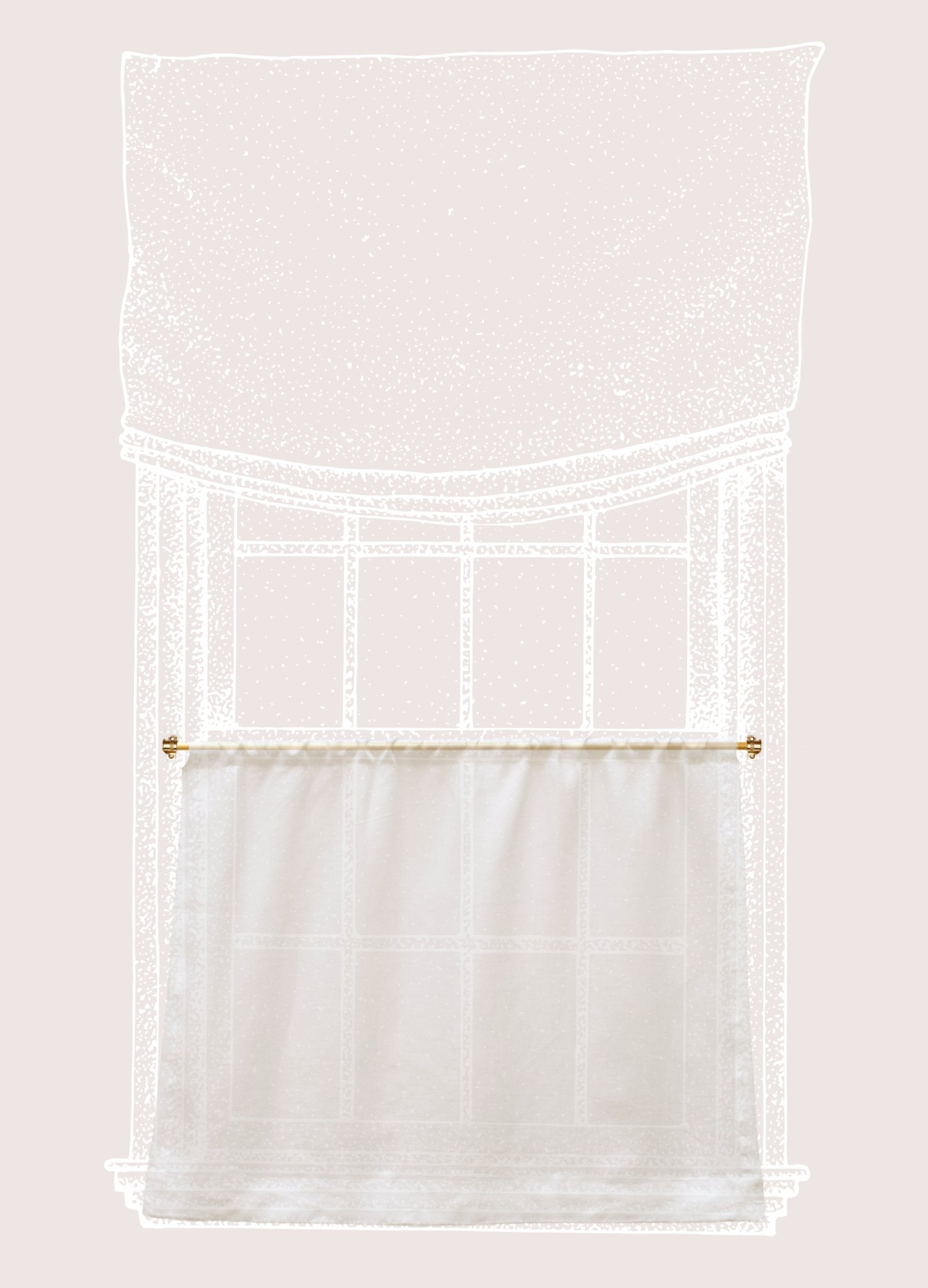 Cafe curtain 32 - pocket top - elderfield turpentine - Pole Width 28.3cm x Drop 52cm - East London Cloth