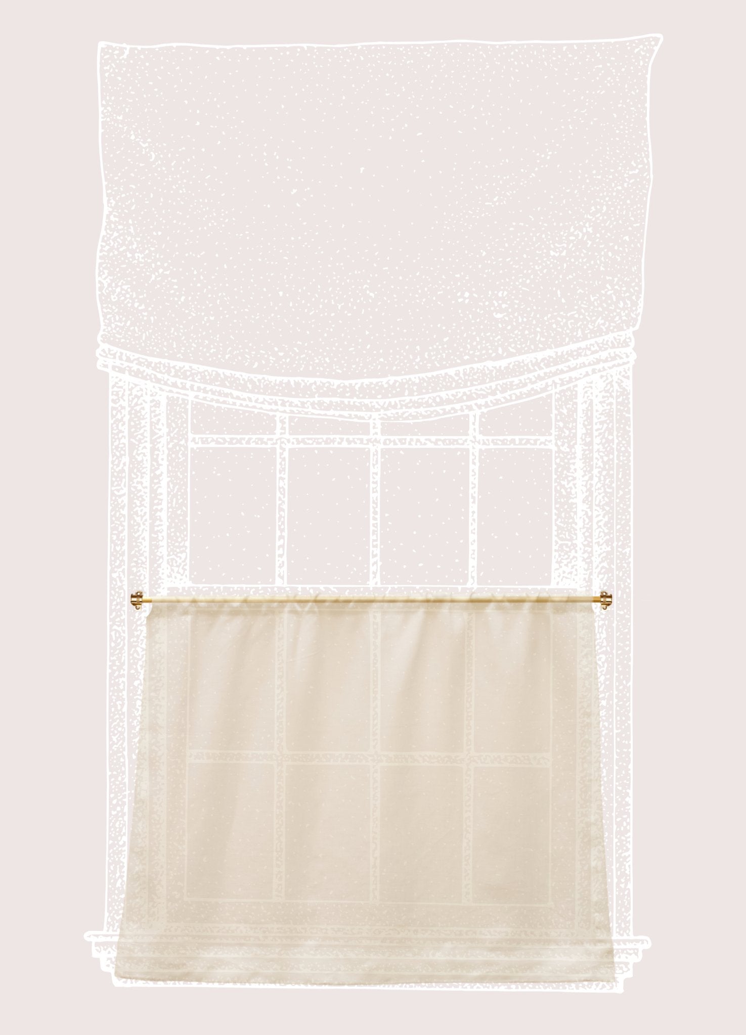 Cafe curtain 36 - pocket top - elderfield vellum - Pole Width 45cm x Drop 55cm - East London Cloth