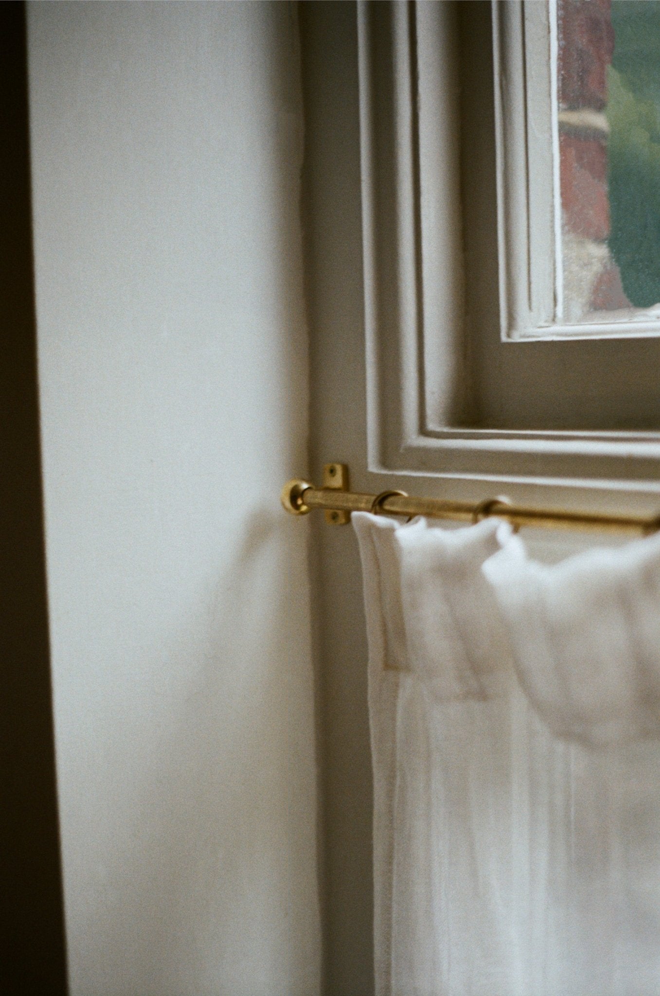 Classic cafe pole - solid brass - singular window - East London Cloth