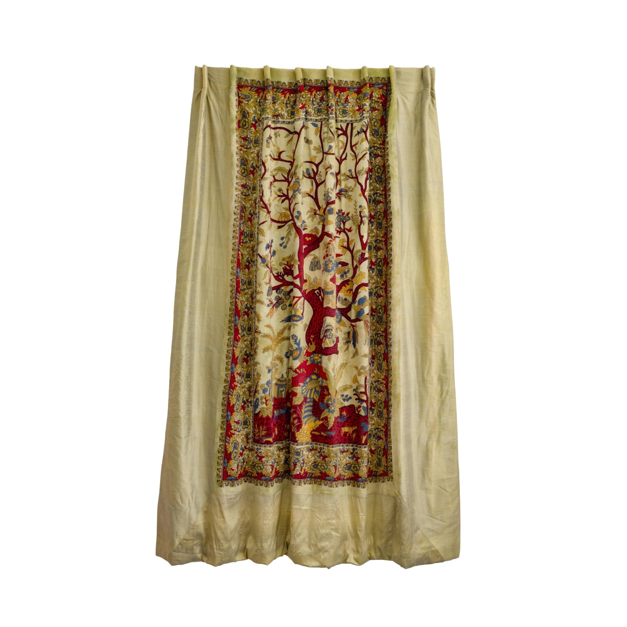 Curtain hanging 1 : Tree of life & silk curtain - East London Cloth