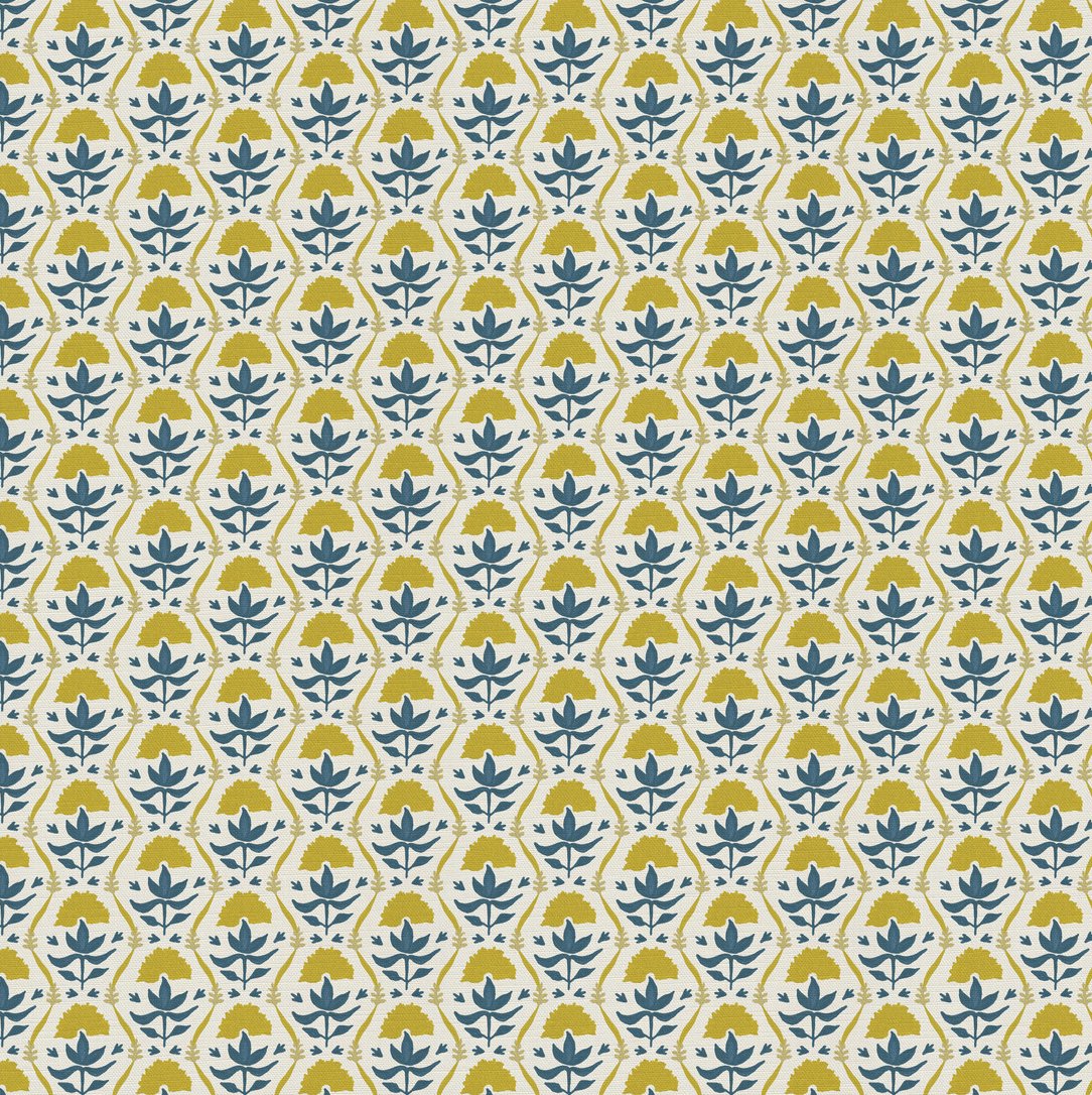 Floral ribbon - yellow & blue - East London Cloth