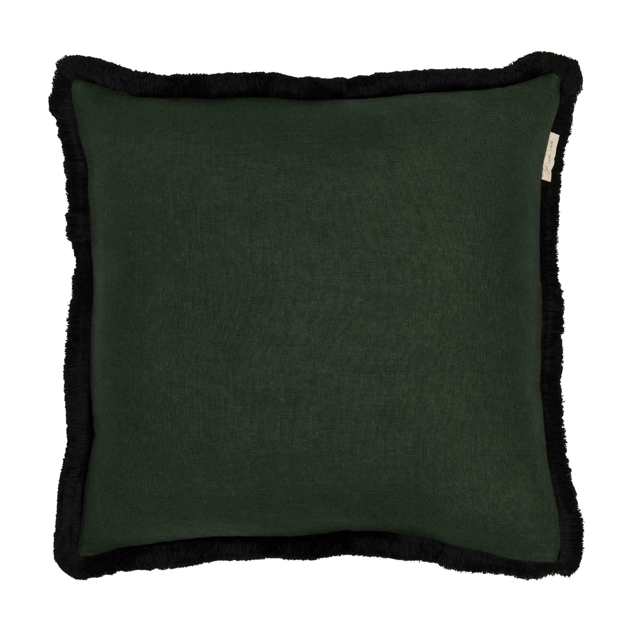 Hanbury Laundered Myrtle - contrast fringed cushion - 50 x 50 - East London Cloth