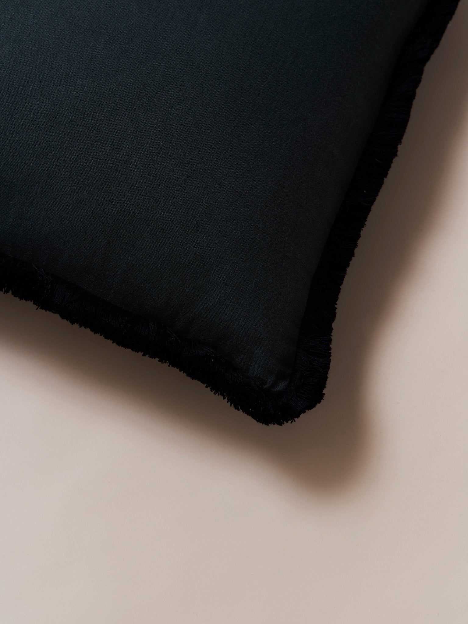 Hanbury Laundered Myrtle - contrast fringed cushion - East London Cloth