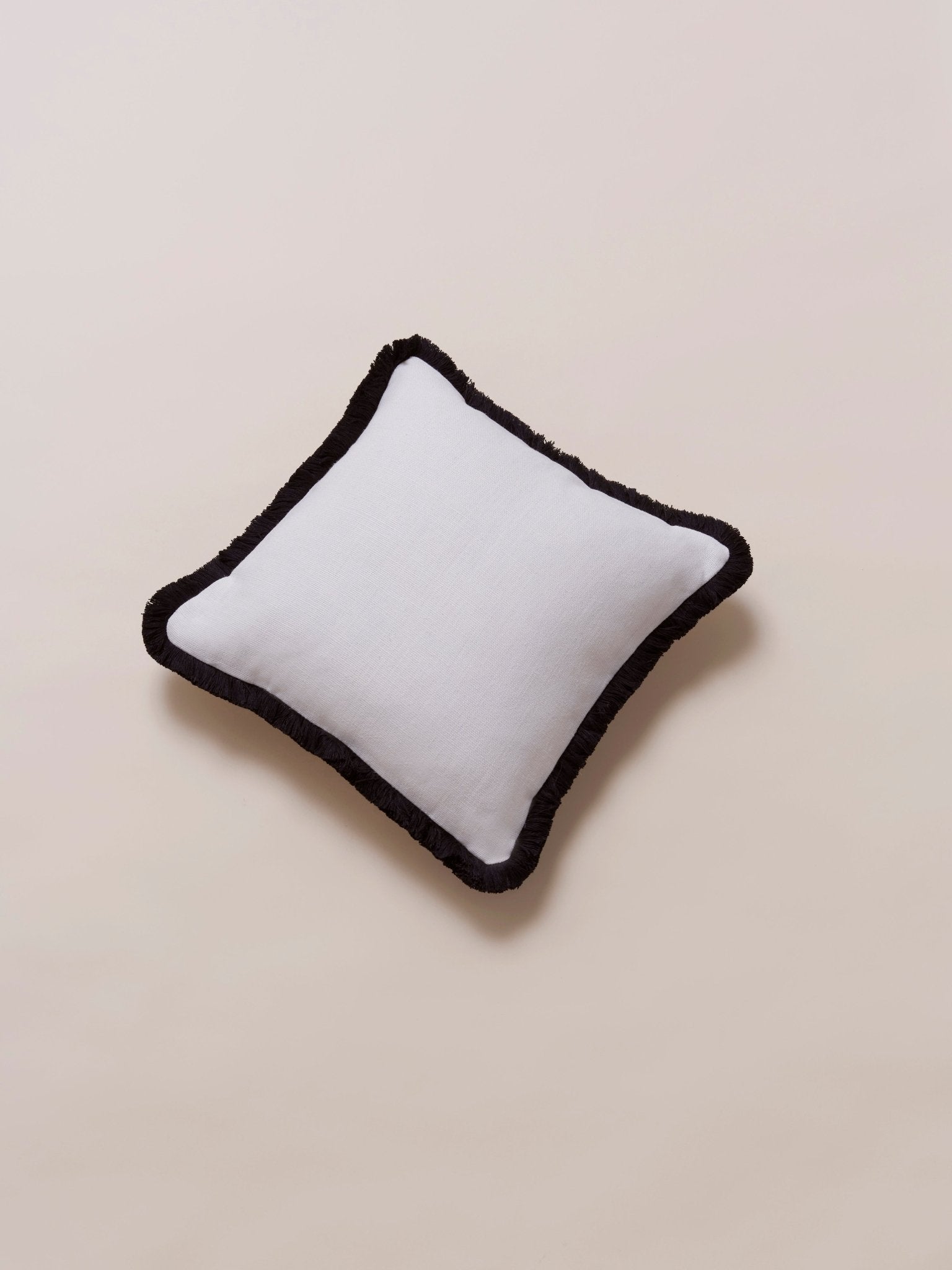 Heavyweight Huddleston Cream - fringed cushion - 40 x 40 - East London Cloth