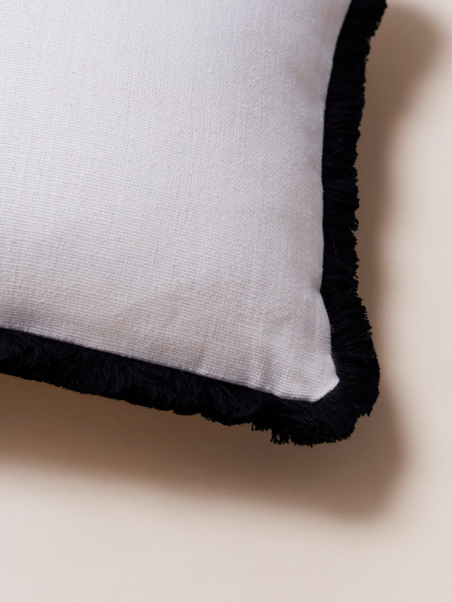Heavyweight Huddleston Cream - fringed cushion - 40 x 40 - East London Cloth